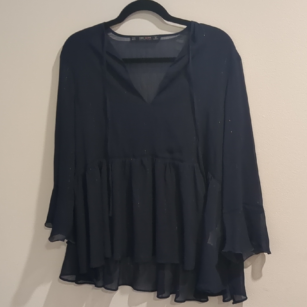 Zara Chic Navy Blouse